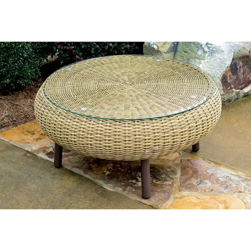 Table basse ronde en osier d'extérieur Tortuga