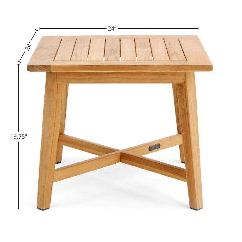 Table d'appoint carrée d'extérieur en teck naturel Winston 24