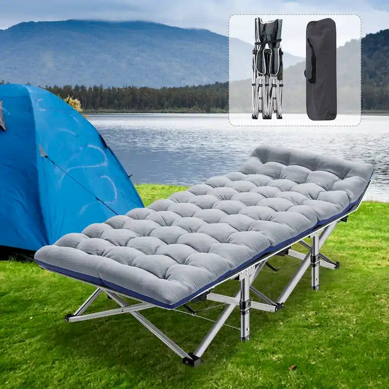 Lit pliant DoCred, lit de camp d'extérieur robuste avec sac de transport