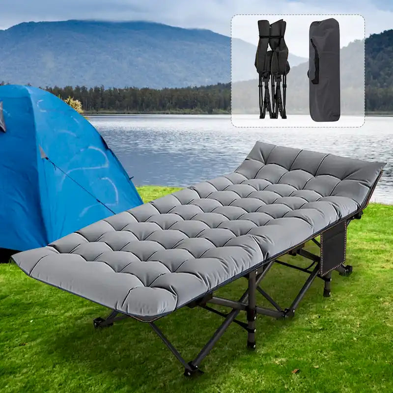 DoCred Folding Bed, Heavy Duty Outdoor Camping Cot with Carry Bag