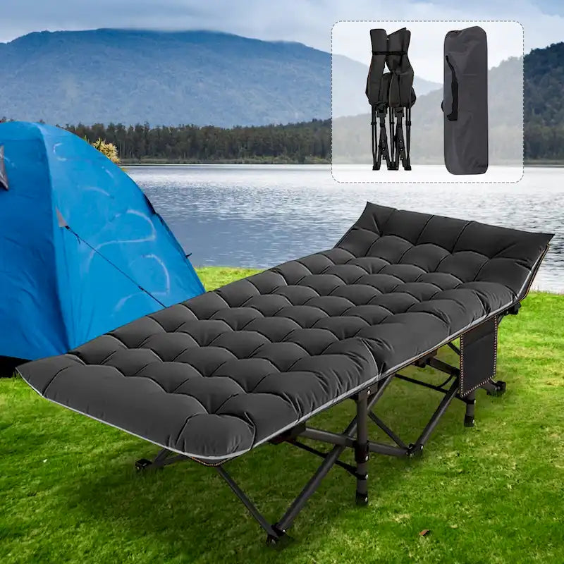 Lit pliant DoCred, lit de camp d'extérieur robuste avec sac de transport
