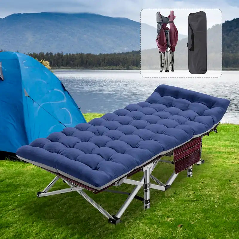 Lit pliant DoCred, lit de camp d'extérieur robuste avec sac de transport