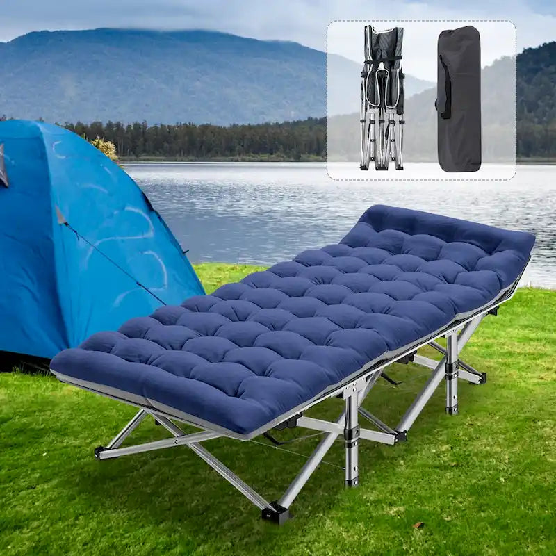 Lit pliant DoCred, lit de camp d'extérieur robuste avec sac de transport