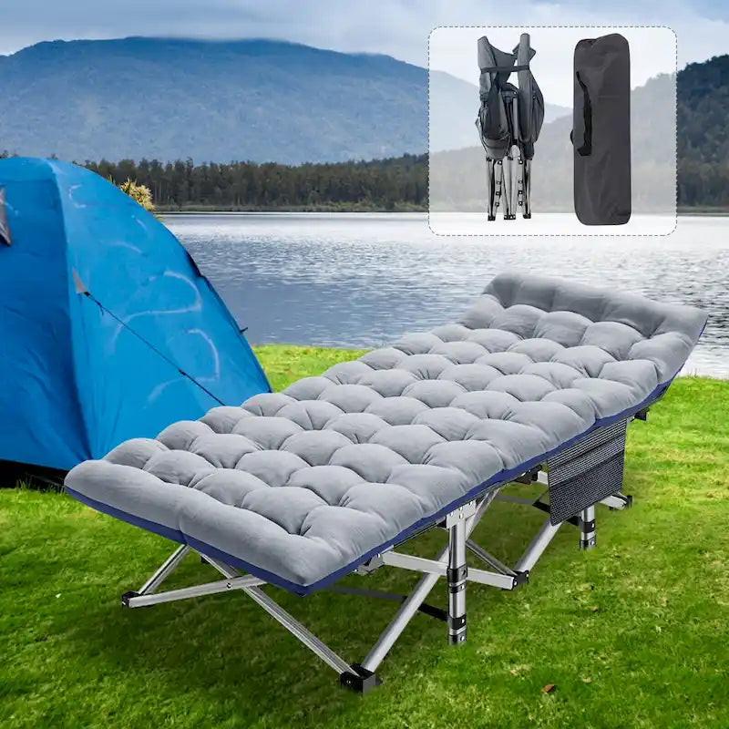 Lit pliant DoCred, lit de camp d'extérieur robuste avec sac de transport