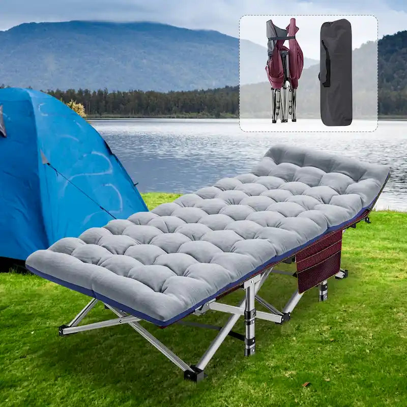 Lit pliant DoCred, lit de camp d'extérieur robuste avec sac de transport