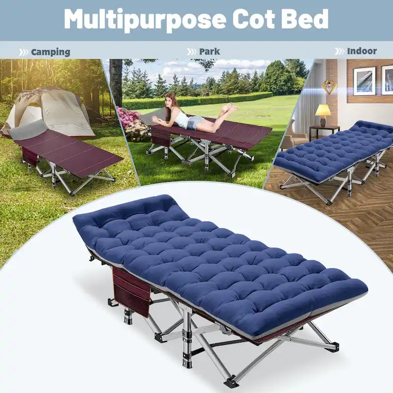 Lit pliant DoCred, lit de camp d'extérieur robuste avec sac de transport