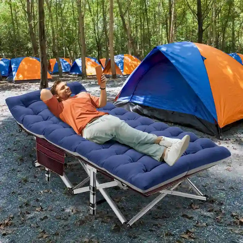 Lit pliant DoCred, lit de camp d'extérieur robuste avec sac de transport