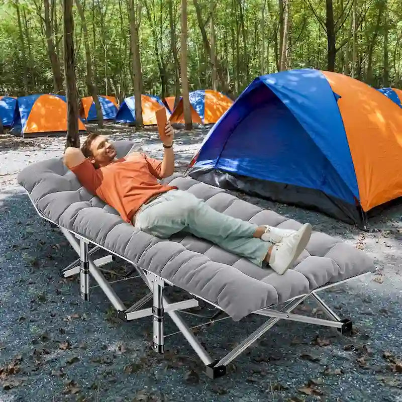 Lit pliant DoCred, lit de camp d'extérieur robuste avec sac de transport