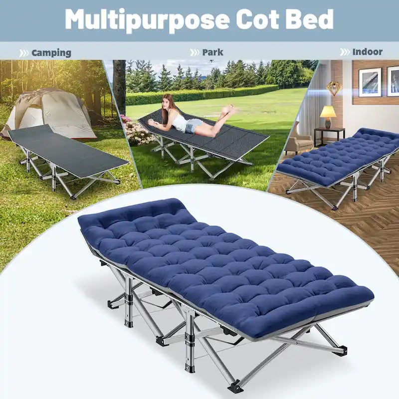 Lit pliant DoCred, lit de camp d'extérieur robuste avec sac de transport