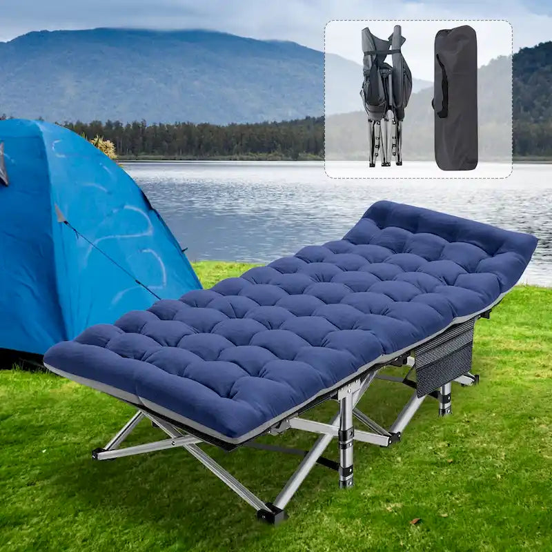 Lit pliant DoCred, lit de camp d'extérieur robuste avec sac de transport