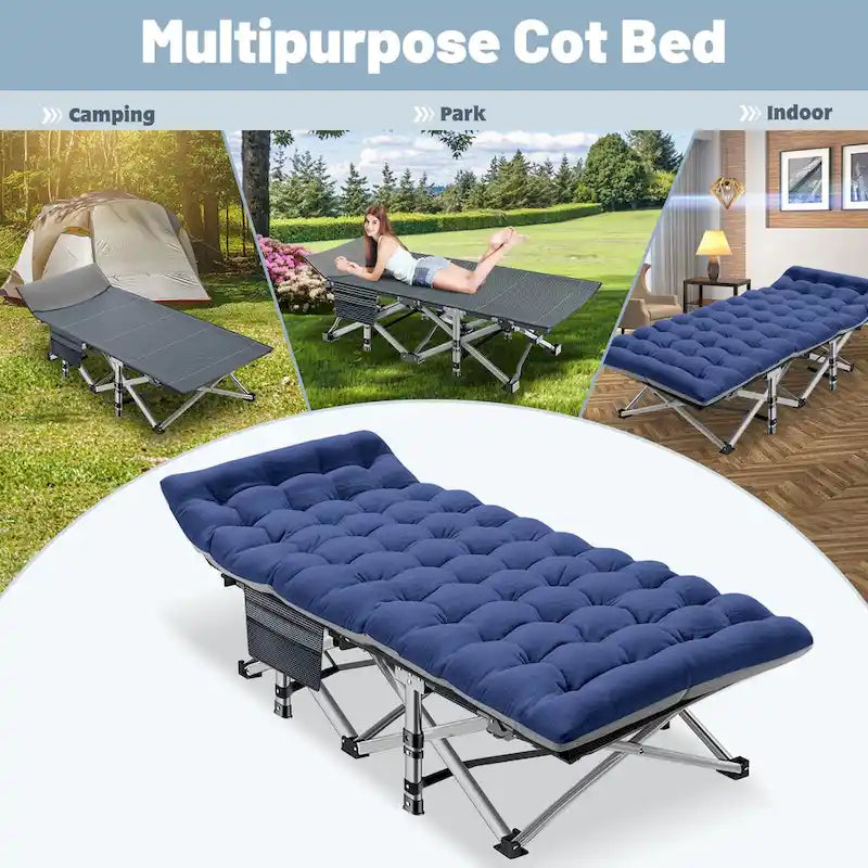 Lit pliant DoCred, lit de camp d'extérieur robuste avec sac de transport