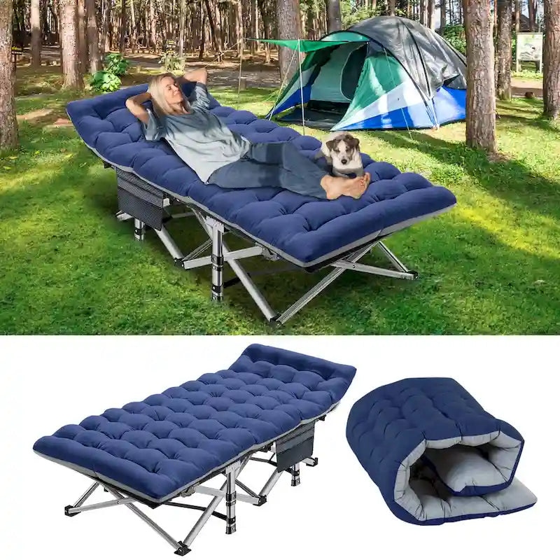 Lit pliant DoCred, lit de camp d'extérieur robuste avec sac de transport