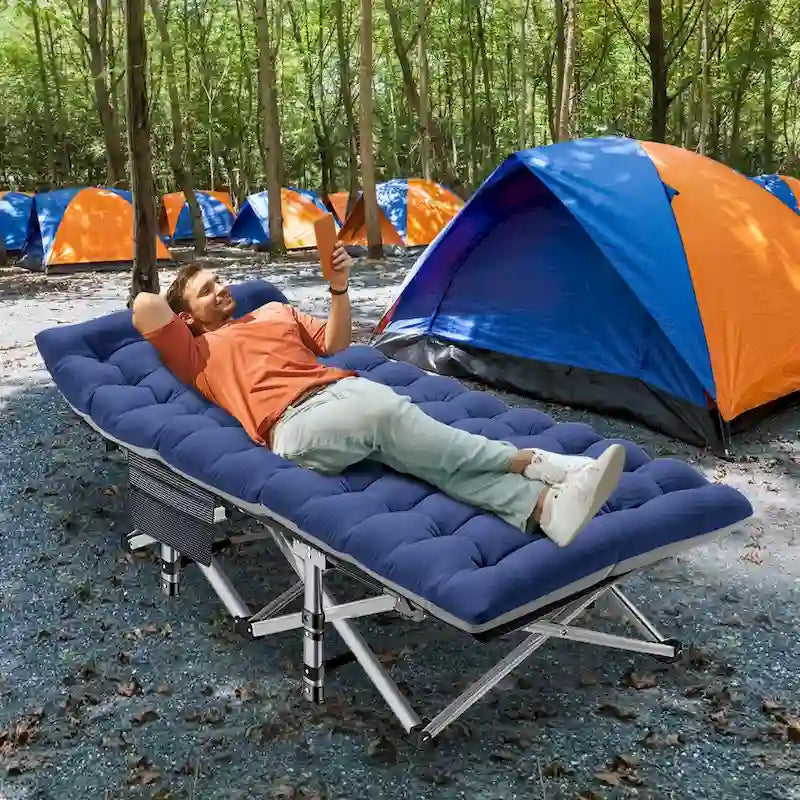Lit pliant DoCred, lit de camp d'extérieur robuste avec sac de transport