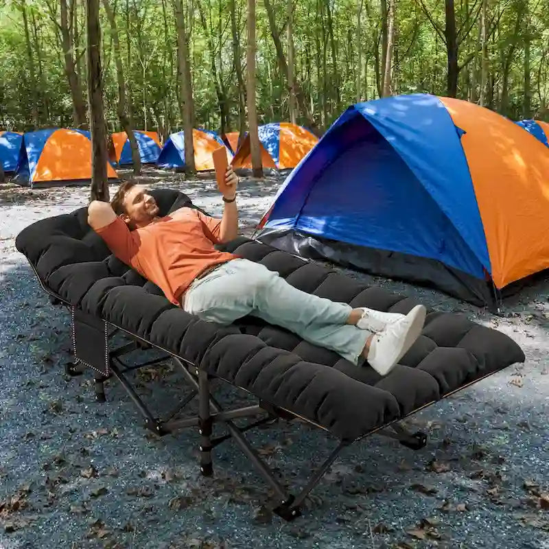 Lit pliant DoCred, lit de camp d'extérieur robuste avec sac de transport