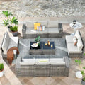 HOOOWOOO Ensemble de patio modulaire 12 pièces en rotin pour l'extérieur avec accoudoirs larges