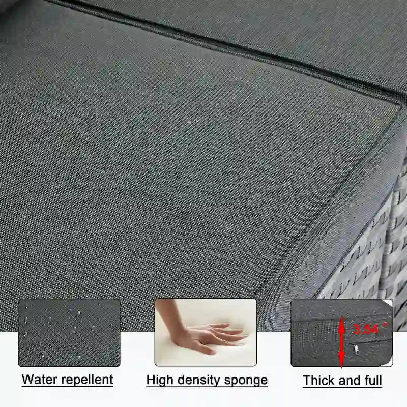 HOOOWOOO Ensemble de patio modulaire 12 pièces en rotin pour l'extérieur avec accoudoirs larges