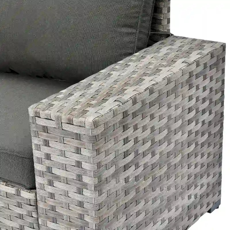 HOOOWOOO Ensemble de patio modulaire 12 pièces en rotin pour l'extérieur avec accoudoirs larges