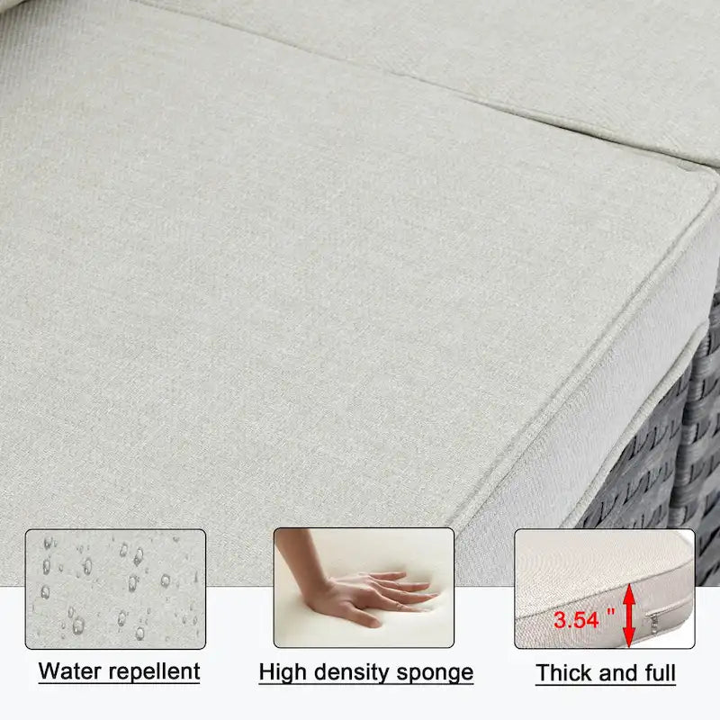 HOOOWOOO Ensemble de patio modulaire 12 pièces en rotin pour l'extérieur avec accoudoirs larges