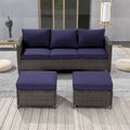 LIVOOSUN Ensemble de 3 pièces de mobilier de terrasse en rotin marron avec canapé