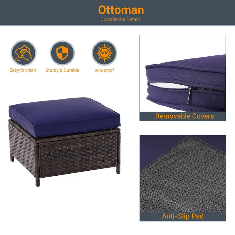 LIVOOSUN Ensemble de 3 pièces de mobilier de terrasse en rotin marron avec canapé