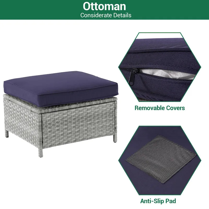 LIVOOSUN Ensemble de 3 pièces de mobilier de terrasse en rotin marron avec canapé
