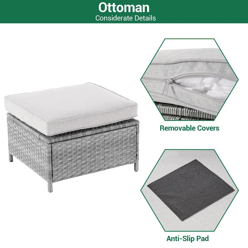 LIVOOSUN Ensemble de 3 pièces de mobilier de terrasse en rotin marron avec canapé