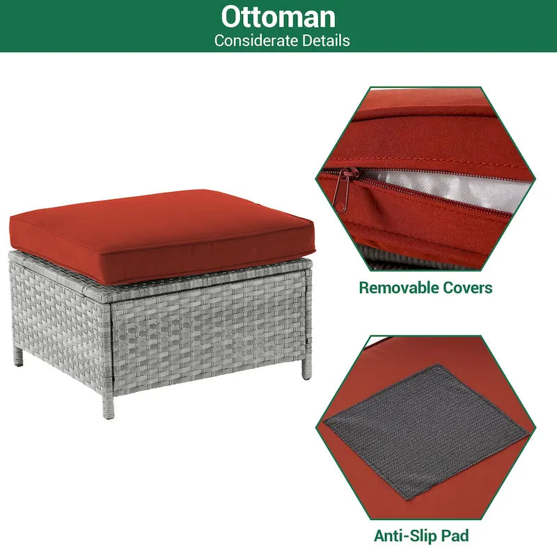 LIVOOSUN Ensemble de 3 pièces de mobilier de terrasse en rotin marron avec canapé