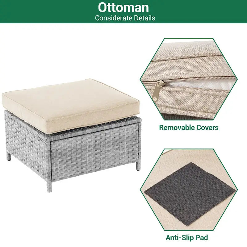 LIVOOSUN Ensemble de 3 pièces de mobilier de terrasse en rotin marron avec canapé