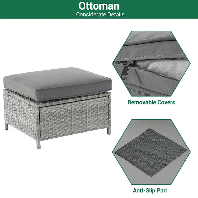 LIVOOSUN Ensemble de 3 pièces de mobilier de terrasse en rotin marron avec canapé