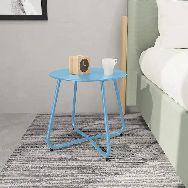Table d'appoint en acier traité par électrodéposition, table d'appoint ronde de 45 cm résistante aux intempéries pour balcon de bistro ou appartement