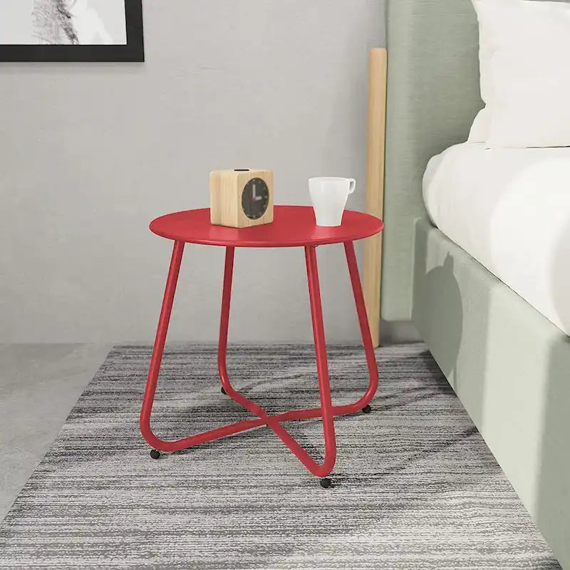 Table d'appoint en acier traité par électrodéposition, table d'appoint ronde de 45 cm résistante aux intempéries pour balcon de bistro ou appartement