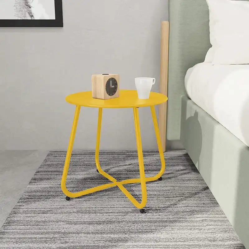 Table d'appoint en acier traité par électrodéposition, table d'appoint ronde de 45 cm résistante aux intempéries pour balcon de bistro ou appartement