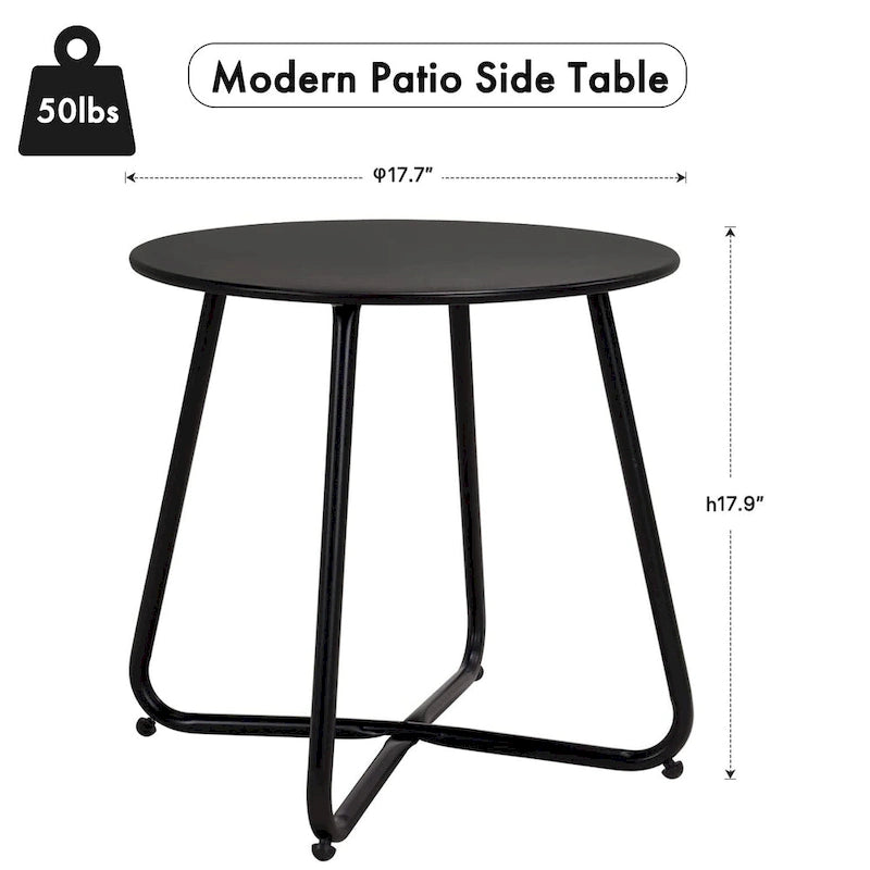 Table d'appoint en acier traité par électrodéposition, table d'appoint ronde de 45 cm résistante aux intempéries pour balcon de bistro ou appartement