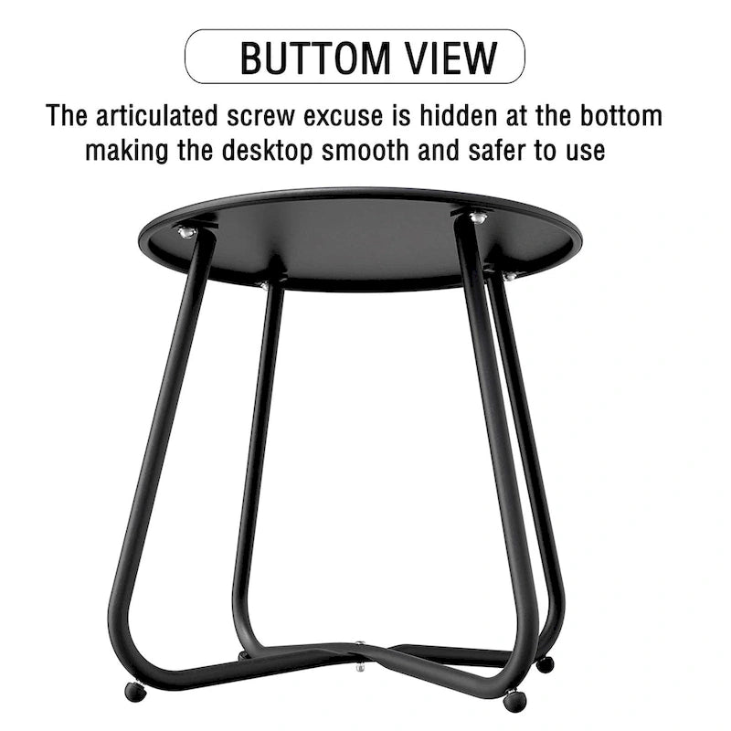 Table d'appoint en acier traité par électrodéposition, table d'appoint ronde de 45 cm résistante aux intempéries pour balcon de bistro ou appartement