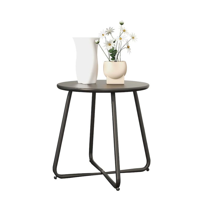 Table d'appoint en acier traité par électrodéposition, table d'appoint ronde de 45 cm résistante aux intempéries pour balcon de bistro ou appartement