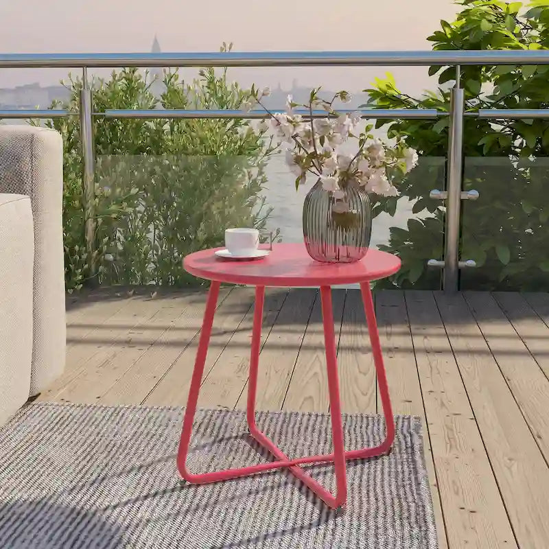 Table d'appoint en acier traité par électrodéposition, table d'appoint ronde de 45 cm résistante aux intempéries pour balcon de bistro ou appartement