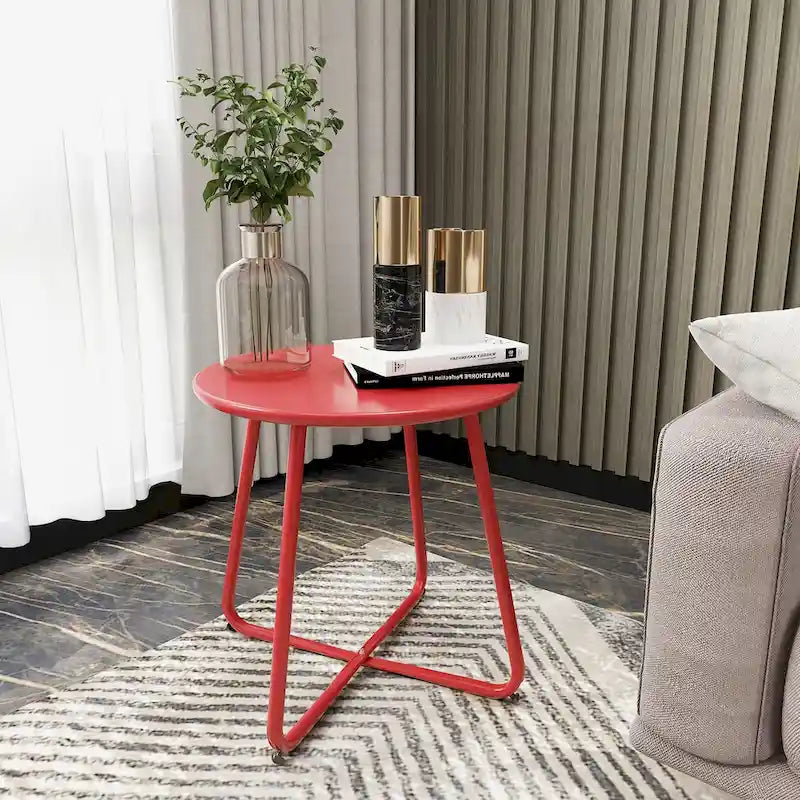 Table d'appoint en acier traité par électrodéposition, table d'appoint ronde de 45 cm résistante aux intempéries pour balcon de bistro ou appartement