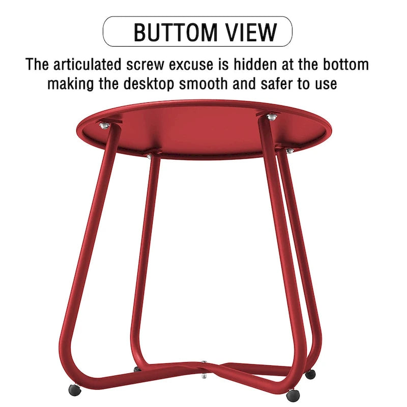 Table d'appoint en acier traité par électrodéposition, table d'appoint ronde de 45 cm résistante aux intempéries pour balcon de bistro ou appartement