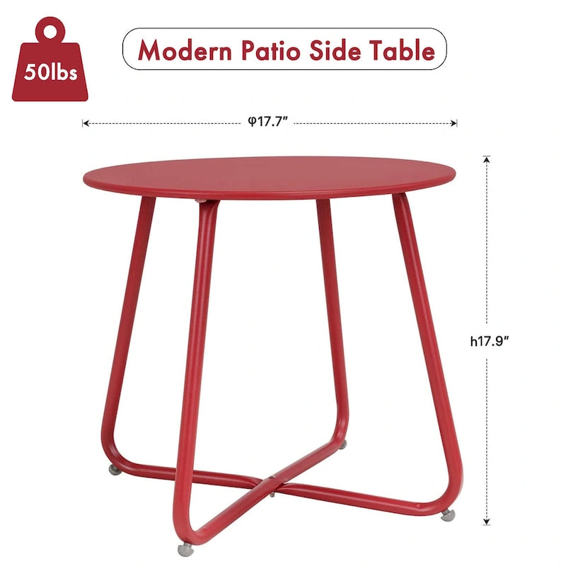 Table d'appoint en acier traité par électrodéposition, table d'appoint ronde de 45 cm résistante aux intempéries pour balcon de bistro ou appartement