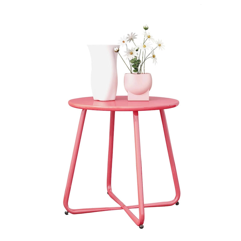 Table d'appoint en acier traité par électrodéposition, table d'appoint ronde de 45 cm résistante aux intempéries pour balcon de bistro ou appartement