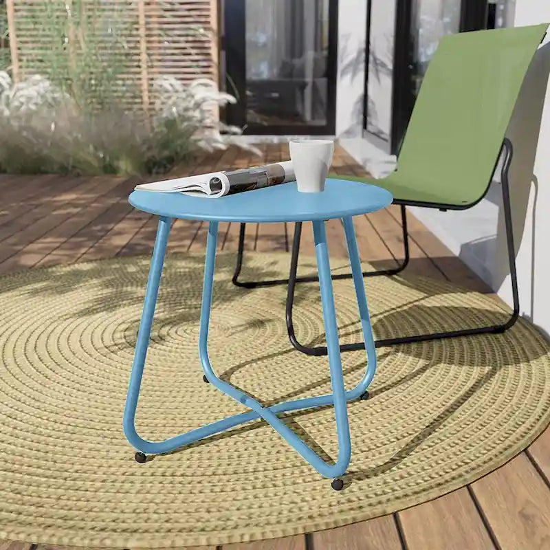 Table d'appoint en acier traité par électrodéposition, table d'appoint ronde de 45 cm résistante aux intempéries pour balcon de bistro ou appartement