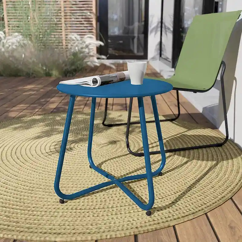 Table d'appoint en acier traité par électrodéposition, table d'appoint ronde de 45 cm résistante aux intempéries pour balcon de bistro ou appartement