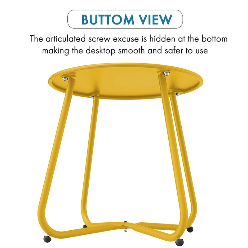 Table d'appoint en acier traité par électrodéposition, table d'appoint ronde de 45 cm résistante aux intempéries pour balcon de bistro ou appartement
