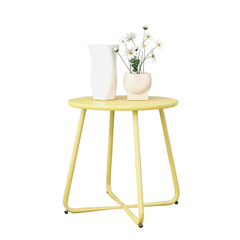 Table d'appoint en acier traité par électrodéposition, table d'appoint ronde de 45 cm résistante aux intempéries pour balcon de bistro ou appartement