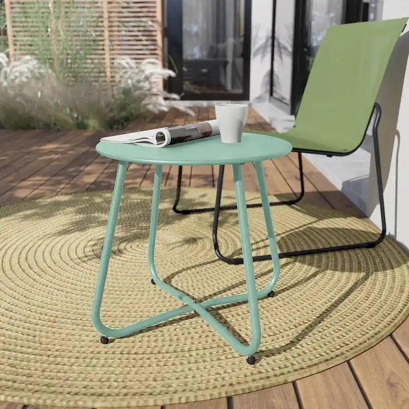 Table d'appoint en acier traité par électrodéposition, table d'appoint ronde de 45 cm résistante aux intempéries pour balcon de bistro ou appartement