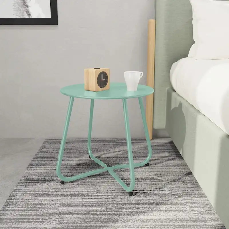 Table d'appoint en acier traité par électrodéposition, table d'appoint ronde de 45 cm résistante aux intempéries pour balcon de bistro ou appartement