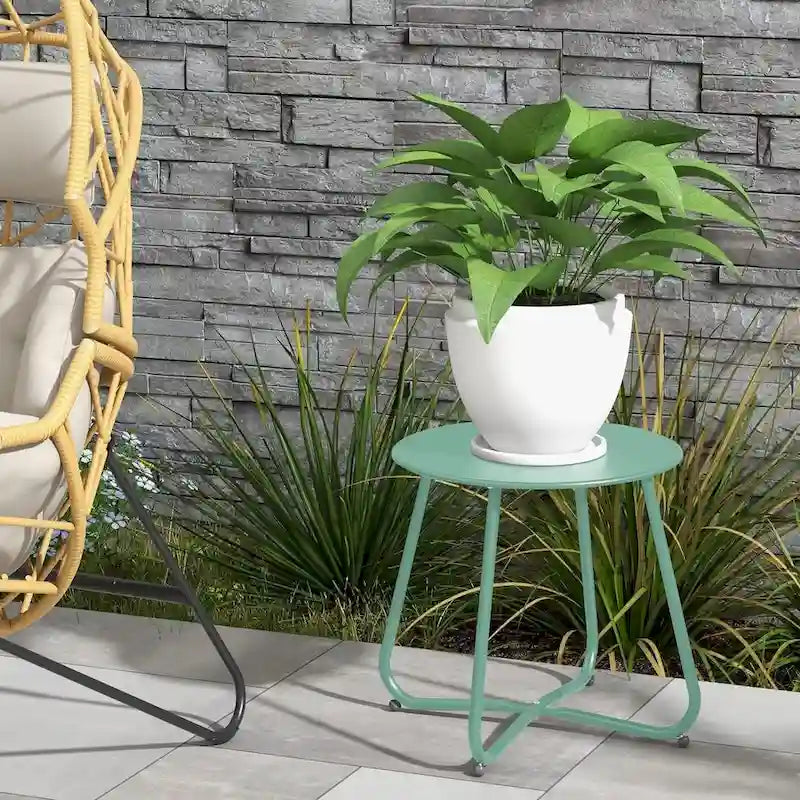 Table d'appoint en acier traité par électrodéposition, table d'appoint ronde de 45 cm résistante aux intempéries pour balcon de bistro ou appartement