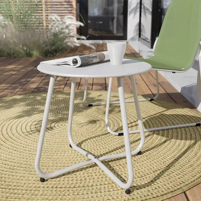 Table d'appoint en acier traité par électrodéposition, table d'appoint ronde de 45 cm résistante aux intempéries pour balcon de bistro ou appartement