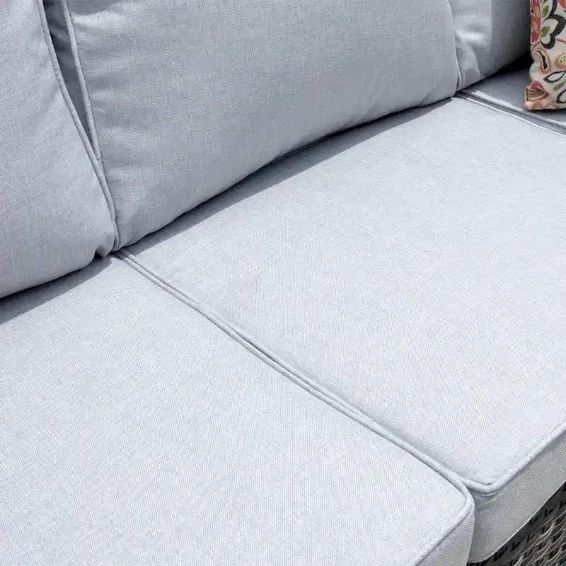 OVIOS Ensemble de conversation sectionnel en osier 6 pièces pour patio avec table de rangement en forme de tête de chat
