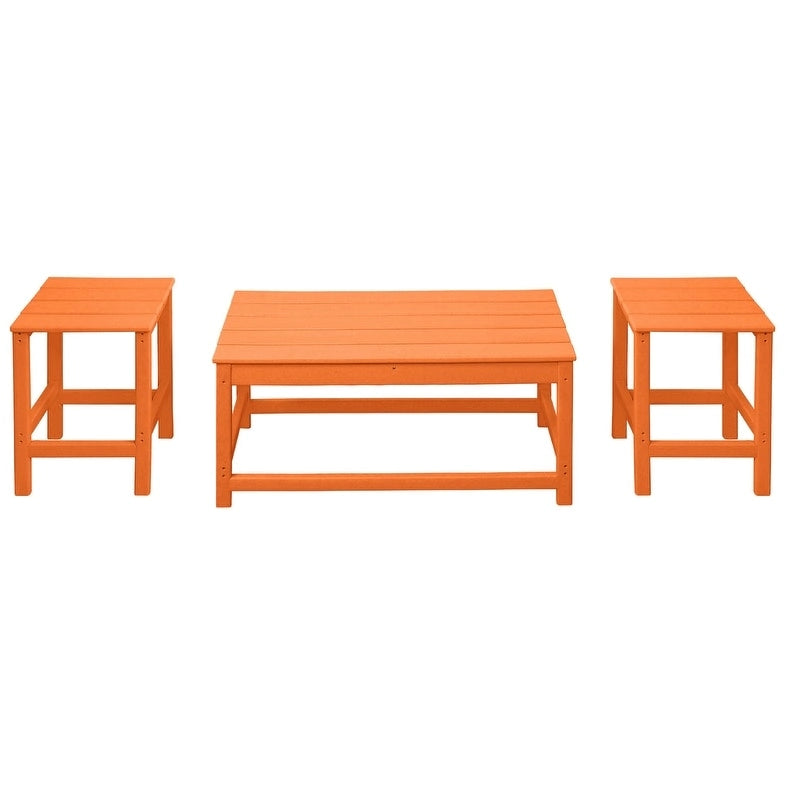 Polytrends Laguna Tables d'extérieur en HDPE toutes saisons pour terrasse, tables basses et tables d'appoint (lot de 3)